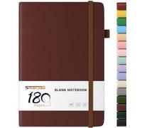 Smarpau Unlined Notebook A5, Hardback Journal Notebook with 180 Pages Blank Paper, Leather Journal for Women Men Writing, Notepad for Office School Travel Supplies, Brown