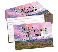 SMARSTICKER Church Visitor Cards Church Welcome Postcard 4 x 6 Inch Prayer Request Visitors and Prayer Request Note Church Connection for Church Business Greeting Praying 50 Pcs (Pink)
