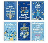 SMARSTICKER Hanukkah Cards 12PCS Chanukah Greeting Note Card with Envelopes Happy Hanukkah Gift Notecards for Party Decorations