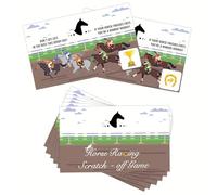 SMARSTICKER Horse Race Scratch Off Games Card 52 pcs Adventure Derrby Ice Breaker Cards Birthday Party Themed Tickets for Horses Racing Lover Party Decoration