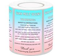 SMARSTICKER Wax Melt Safety Instruction Stickers 2 x 3.5" 200pcs Matte Vinyl Rectangular Clear Letter Print Christmas Wax Melt Stickers