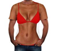 Smart 11D Printing Tees Mens Bikini Women Printed Clothes Crew-Neck Short Sleeve T-Shirts Fun Graphic Pattern Progress Creative Custume Shirt Summer Beach Creative Walking Novelty Leisurewear Red