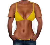 Smart 17D Printing Tees Mens Bikini Women Printed Clothes Crew-Neck Short Sleeve T-Shirts Fun Graphic Pattern Progress Creative Custume Shirt Summer Beach Creative Walking Novelty Leisurewear Yellow