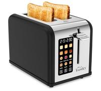 Smart 2 Slice Toaster with Touchscreen Control, Wide Slots, Extra Lift, Defrost & Timer, 880W, Matt Black & Silver Stainless Steel