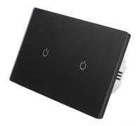 Smart 2 Way Touch Switch Voice Control for tuya App Remote 220V Glass Panel for Alexa Home Lighting UK Standard Black Finish(2 Gang 2Way)