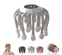 Smart 20-Claw Electric Head Massager Scalp, 5 Smart Modes, Wireless 360° Deep Intelligent Octopus Massage, Deep Scalp Booster, Stress Relief Sleep Aid for Home, Travel (White,L)