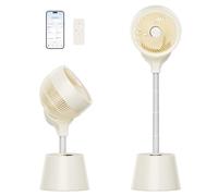 Smart 360° Air Circulator Pedestal Fan with Dual Control - Rechargeable Cordless Standing Fan with App & Remote, 20dB Silent Sleep Mode, Height Adjustable Cooling Fan for Home & Office Heatwave