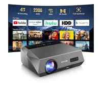 Smart 4K Daylight Projector with WiFi Bluetooth Google TV NFC, 2300ANSI High Lumen 4K HDR Support, ToF Auto Focus & Keystone, HDMI ARC 2.1, USB,Zoom,Ceiling for Ultra HD Home Movie,Gaming,Golf,Office