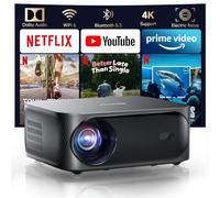 Smart 4K Projector, 30000 Lumen iSinbox WiFi6 Bluetooth Portable Projectors with Netflix App Audio, FHD 1080P with Electric Focus 4P Keystone, 100%-50% Zoom for Bedroom/Outdoor