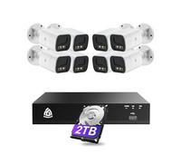 Smart 5MP 8CH Home Security Camera System, 8PCS Wired PoE IP Cameras Outdoor with Person/Vehicle Detection, 4K 8CH NVR with 2TB HDD, Spotlight Siren, 24/7 Recording, 2-Way Talk