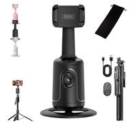 Smart AI Facial Recognition Phone Tripod, 360° Auto Tracking Phone Holder with Gesture Control, Rotating Selfie Stick Stand for Live Streaming, Video Calls, and Content Creation (Black(with Tripod))