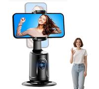 Smart AI Facial Recognition Phone Tripod, Auto Face Tracking Tripods 360 Rotation, Camera Stand with Remote and Gesture Control, Flippable and Adjustable Angle (Black,Normal)
