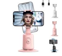 Smart AI Facial Recognition Phone Tripod, Flippable And Adjustable Angle, Rechargeable Smart Shooting Stand, AI Motion Sensor Gimbal Stabilizer Holder With Remote Auto Face Tracking Tripods (Pink-A)