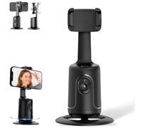 Smart AI Facial Recognition Phone Tripod, Portable Gesture Control 360°Rotation Auto Face Tracking Tripod W/Remote,No App,Rechargeabl Smart Shooting Phone Holder Stick Mount for Man Women (Black)