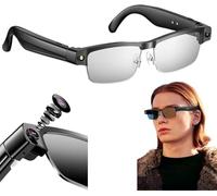 Smart AI glasses with 8 MP camera, voice control - chat, GPT & Bluetooth 5.4, blue light filter - 1200P stabilization, 1080P video recording, music and call functions (White)