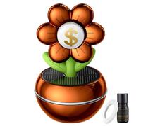Smart Air Freshener Car - Solar Powered Auto Perfume Diffuser | Flower Design Wealth Sign, 360 Degree Rotation, Scent Decor Accessories For Dashboard Decoration