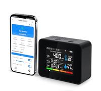 Smart Air Quality Monitor Indoor - 12-in-1 CO2 Meter, Formaldehyde Detector, HCHO,TVOC Meter, PM1/2.5/10, Temperature & Humidity,Temperature Alarm - Air Quality Tester for Home,Office,School with App