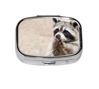Smart Animals Racoon Nature,Meta Pill Box 2 Compartment Medicine Case,Portable Organizer,Rectangle Meta Portable Organizer Pill Box 1985 Compartment Medicine Case