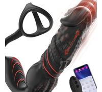 Smart APP-Controlled Fast Thrusting Prostate Massager Anal Vibrator - 6-in-1 Automatic Butt Plug with Silicone Cock Ring, Deep Expansion Anal Dildo Male Sex Toy for Men Couples