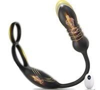 Smart APP-Controlled Thrusting Prostate Massager Anal Sex Toy - Automatic Butt Plug with Vibrating Cock Ring & Testicle Perineum Stimulator, Skin-Friendly Silicone Penis Ring Vibrator for Men Couples