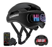 Smart App Program Bike Helmet, Back LED Lights Display with App Control-576 RGB LEDs, Programmable Graphics & Text, Remote Control, USB, Lightweight EPS Shell, For Adult Men/Women Cycling, Scooter