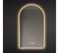 Smart Arch Bathroom Mirror, Illuminated LED Bathroom Mirror, Wall Mounted Touch Mirror with Time Display, Anti-fog Smart Switch, 3 Colour Dimming,Suitable for bathrooms(Warm light smart,40*70cm)