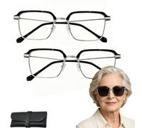 Smart Auto Focus Glasses for Men, Crystal Blue Intelligent Glasses, Auto-Adjusting Progressive Reading & Distance Eyewear for Daily Use (2pc,silver,2.5X)