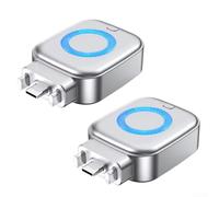 Smart Auto Stop Charging Adapter, 140W Fasting Charging USB-C Fully Charged Separator Overcharge Protection Adapter for Phone Tablet with Dynamic Charging Indicator(Gray-2PCS)