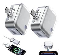 Smart Auto Stop Charging Adapter, 140W Full Charge Disconnect, AI Smart Auto Power-Off Charger Protector, Overcharge Protection Adapter for Phones Laptops Tablets & USB C Devices (2PCS Silvery#2)