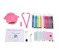 Smart Automatic Drawing Robot Toy, Fun Music Educational Drawing Machine with 100 Cards & 14 Colorful Pens for Exploring Animals, Plants, Food, Fruits in Daily Life (Pink)
