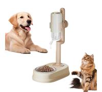 Smart Automatic Pet Feeder and Water Dispenser Station, 750ml Self-Gravity Waterer with Adjustable Height, Detachable Food Grade Stainless Steel Bowl for Small & Medium Dogs and Cats (White)