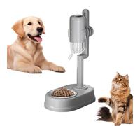 Smart Automatic Pet Feeder and Water Dispenser Station, 750ml Self-Gravity Waterer with Adjustable Height, Detachable Food Grade Stainless Steel Bowl for Small & Medium Dogs and Cats (Grey)
