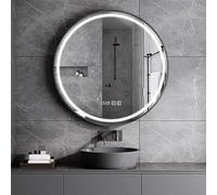 Smart Backlit Vanity Mirror with Tri-Colour Dimmable Light Aluminum Alloy Frame Anti-Fog Time & Temperature Display Shatter-Proof Design - Modern Makeup Mirror (Gold 70 * 7cm)