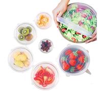 Smart Baking 6-pack Reusable Silicone Stretch Food Storage Lids - Stretchy Seals for Bowls, Jars & Containers, BPA-Free