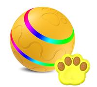Smart Ball For Dogs - Self Moving Balls For Large Dogs - Interactive Puppy Pet Ball Automatic Moving Rolling With LED Light, Rechargeable Smart Wicked Busy Ball For Dogs Cats (Yellow)