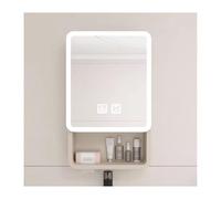 Smart Bathroom Mirror Cabinet Wall-Mounted HD Defogging & Lighting Mirror Arc Shape Aluminum Medicine Cabinet with Touch Switch Coffee Finish 40cm/15.7in