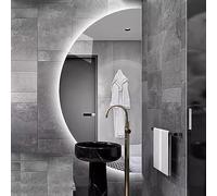 Smart Bathroom Mirror with Lights, Half Moon LED Vanity Mirror, Dimming, Anti-fog, Wall Mirror for Living Room, Bathroom, Bedroom, Entryway