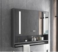 Smart Bathroom Vanity Mirror with LED Defogger, Stepless Dimming, Storage Medicine Cabinet, Time Display - Perfect for Makeup & Organization