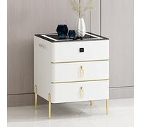 Smart bedside table modern bedside table,led bedside table,With Wireless Charging Station, With USB port,Bluetooth speaker,Suitable for bedroom,dining room,office ( Color : Drawer*3 , Size : 40*40cm )