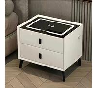 Smart Bedside Table with 3 Ders, Bluetooth Speaker, Finrprint Lock, Wir Charging, 3-Color LED Light, Modern Nightnd for Bedroom & Living Room