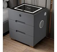 Smart Bedside Table with Bluetooth Speaker, Wir Charging, Finrprint Lock, Multi-Color LED Light, ry Sto Cabinet for Bedroom & Living Room Fur