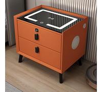 Smart Bedside Table with Charging Dock Fingerprint Speaker 3-Color LED Light Modern Nightstand with USB Port & 2 Drawers for Bedroom Storage & Convenience