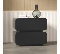 Smart Bedside Table with Dual Lights Solid Wood Nightstand with 2 Drawers Modern Black Nightstand for Bedroom & Living Room 50x40x50cm (20x16x20inch)