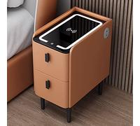 Smart bedside table with storage and LED lighting slim modern bedside table with charging port white compact design for bedroom and living room