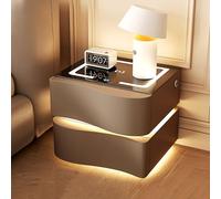 Smart Bedside Table with USB Charging and LED Light, Solid Wood Night Stand with Drawers for Bedroom and Living Room, Modern Home Decor