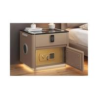 Smart Bedside Table With Usb/type-c Charging, Led Light, Hidden Safe, Combination Lock Drawer, Bluetooth Speaker - Perfect Nightstand For Bedroom Convenience Khaki