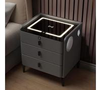 Smart Bedside Table with Wir Charging Bluetooth Speaker Finrprint Lock USB Ports & 3Nightstand for Bedroom
