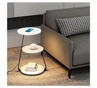 Smart Bedside Table with Wireless Charging, Adjustable LED Lights, and Open Storage Shelf for Living Room and Bedroom