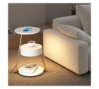 Smart Bedside Table with Wireless Charging, Adjustable LED Lights, and Open Storage Shelf for Modern Living Room and Bedroom