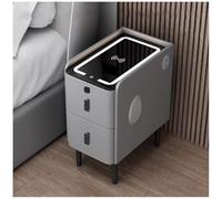 Smart Bedside Table with Wireless Charging and LED Lighting, Modern Nightstand Drawers for Home Tech Convenience